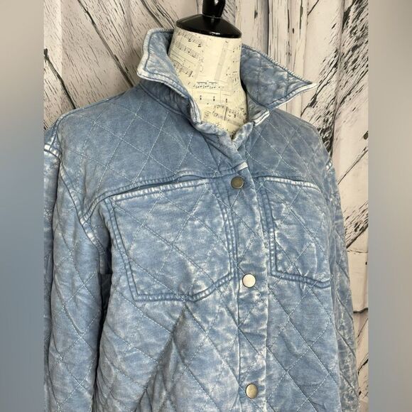 Jane + Delancey Quilted Jacket Distressed Blue S - Picture 2 of 7